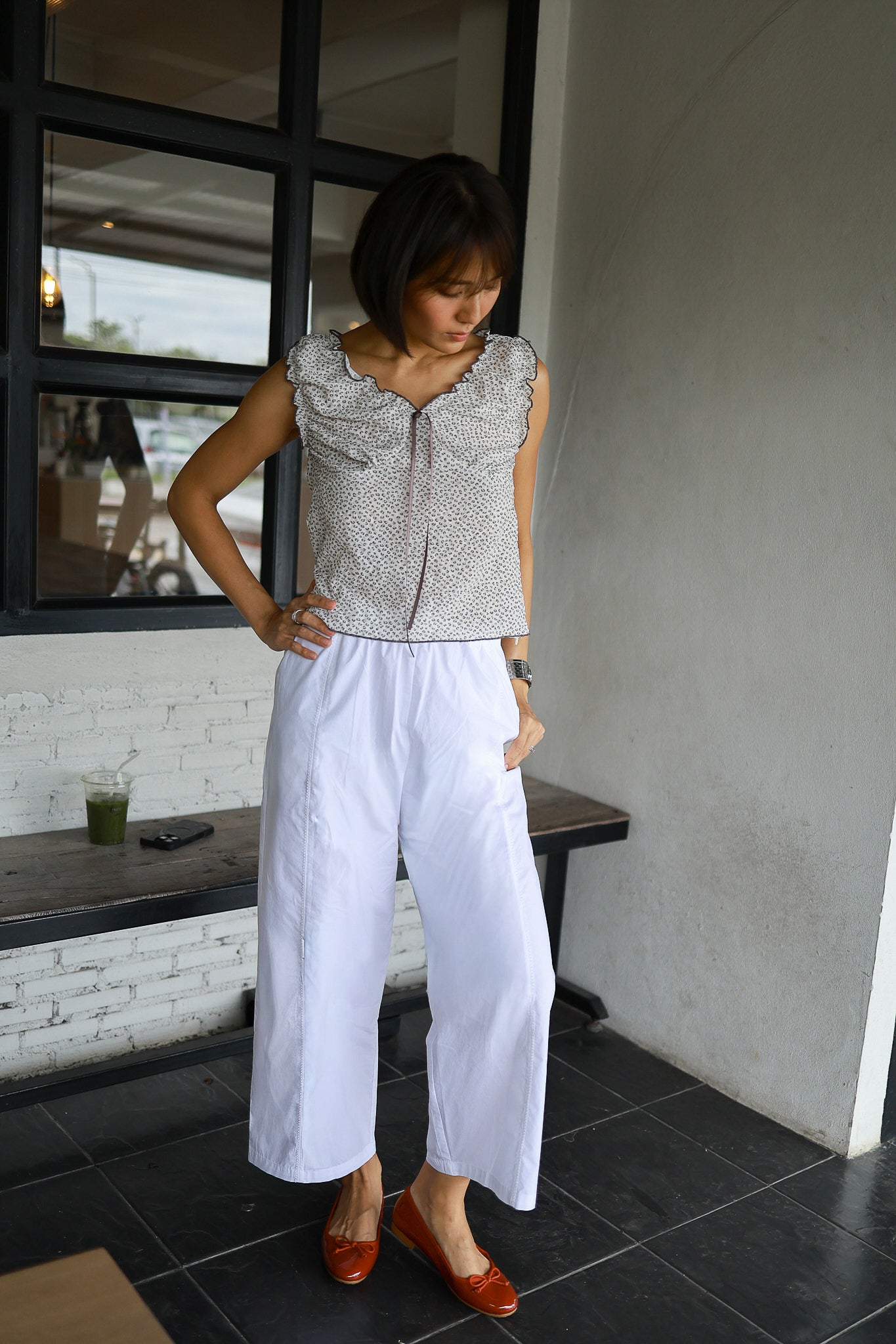 COTTON-LINEN PLEATED PANTS
